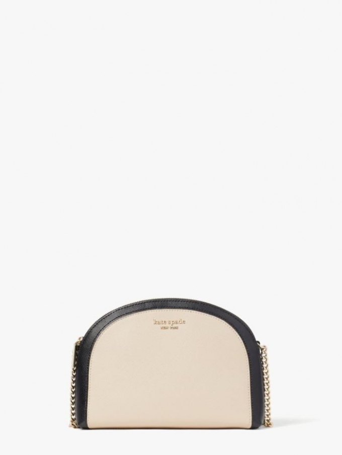 Kate Spade Women's Warm Beige/Black Spencer Double-Zip Dome Crossbody | Ireland Outlet