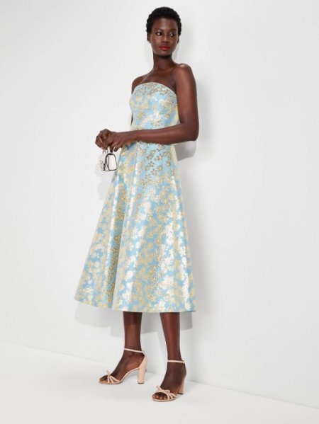 Kate Spade Women's Tranquil Blue Floral Medley Brocade Dress | Special Offer