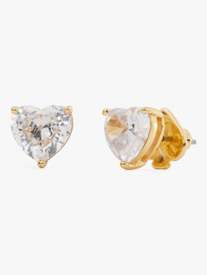 Kate Spade Women's Clear/Gold My Love Heart Studs | Free Shipping