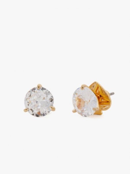 Kate Spade Women's Clear/Gold Brilliant Statements Tri-Prong Studs | Free Shipping