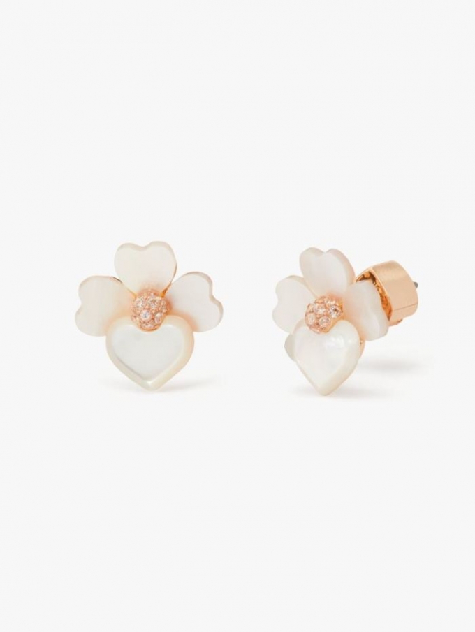 Kate Spade Women's Cream Multi/Rose Gold Precious Pansy Studs | Free Shipping