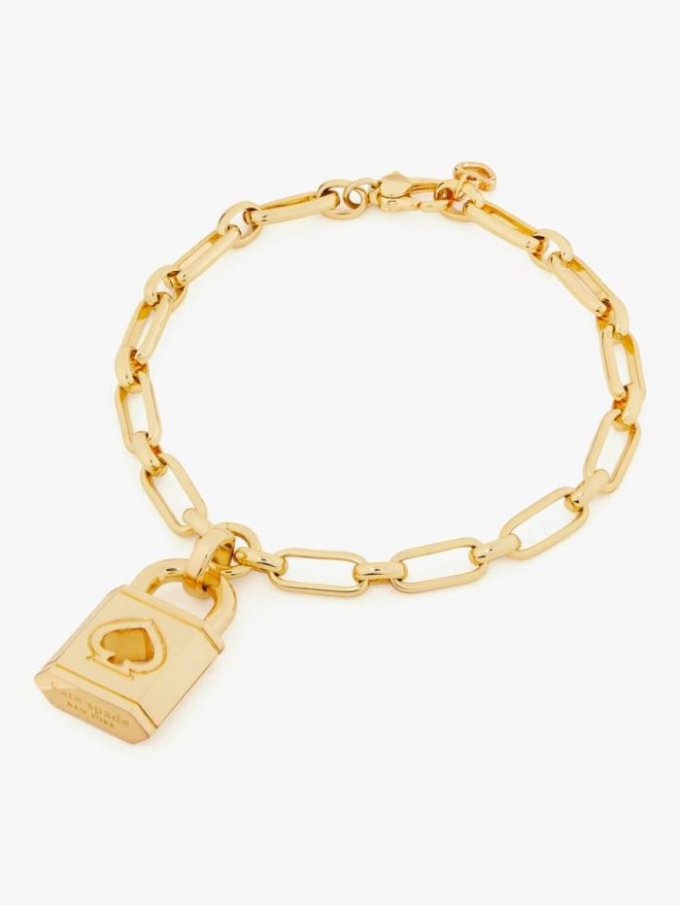 Kate Spade Women's Gold. Lock And Spade Charm Bracelet | Special Offer