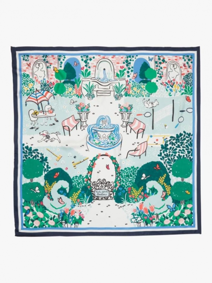 Kate Spade Women's 992 Multi (March) Garden Party Silk Square Scarf | Online Sale