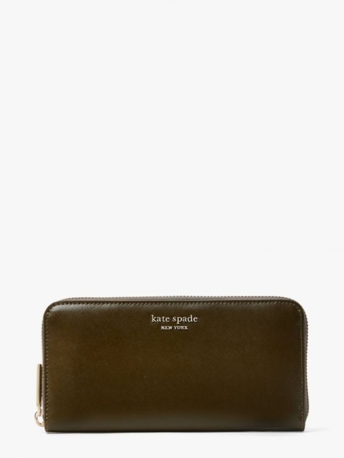 Kate Spade Women's Duck Green Spencer Zip-Around Continental Wallet | New Arrivals