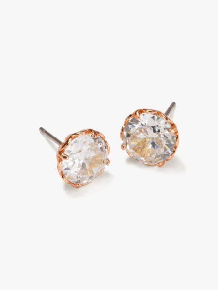 Kate Spade Women's Clear/Rose Gold That Sparkle Round Earrings | Free Shipping