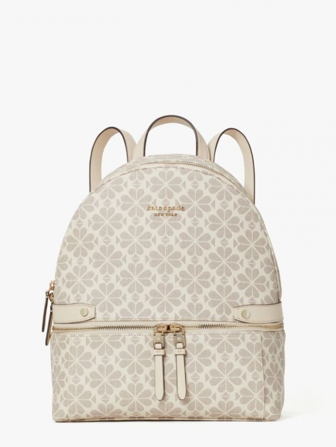 Kate Spade Women's Parchment Multi Spade Flower Coated Canvas Day Pack Medium Backpack | New Arrivals