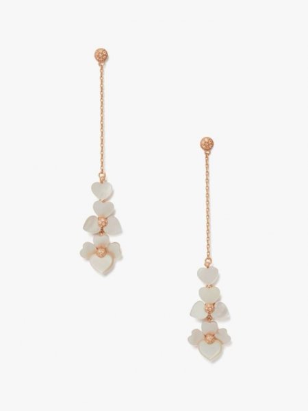 Kate Spade Women's Cream Multi/Rose Gold Precious Pansy Linear Earrings | Special Offer