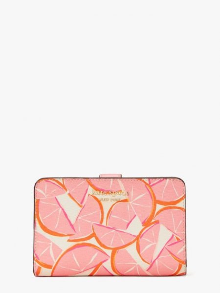 Kate Spade Women's Pink Multi. Spencer Grapefruit Compact Wallet | New Arrivals