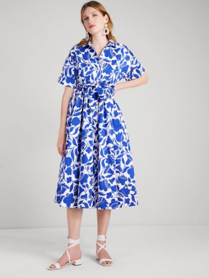 Kate Spade Women's Blueberry Zigzag Floral Montauk Dress | Special Offer