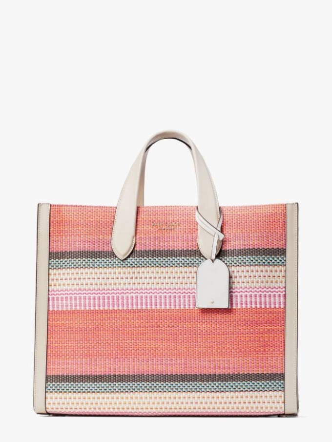 Kate Spade Women's Pink Multi Manhattan Striped Large Tote | Ireland Outlet