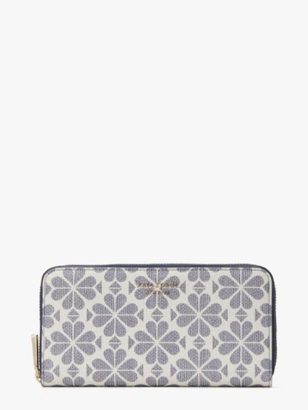 Kate Spade Women's Slate Blue Multi Spade Flower Coated Canvas Zip-Around Continental Wallet | New Arrivals