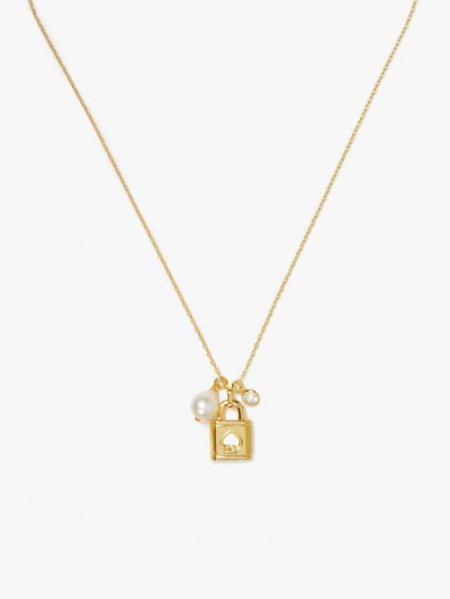 Kate Spade Women's Cream Multi Lock And Spade Charm Mini Pendant | Special Offer