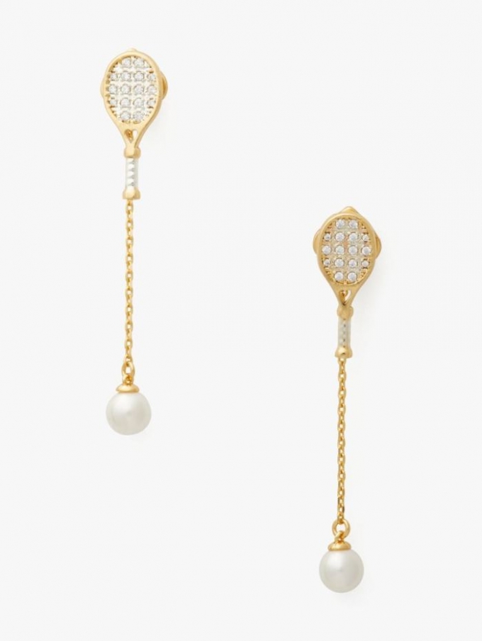 Kate Spade Women's Cream Multi Queen Of The Court Tennis Linear Earrings | Free Shipping