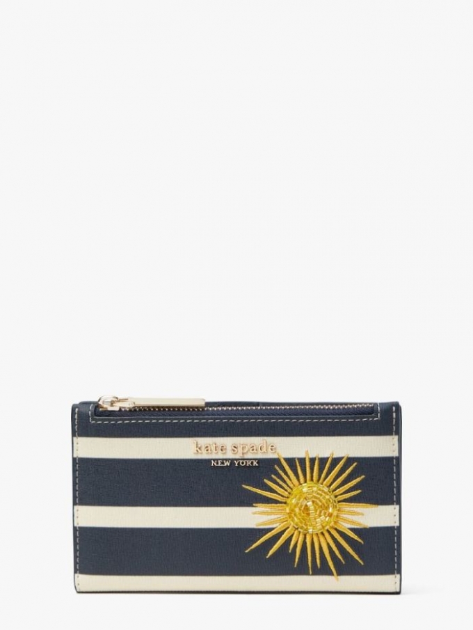 Kate Spade Women's Blazer Blue Multi Sunkiss Embellished Small Slim Bifold Wallet | New Arrivals