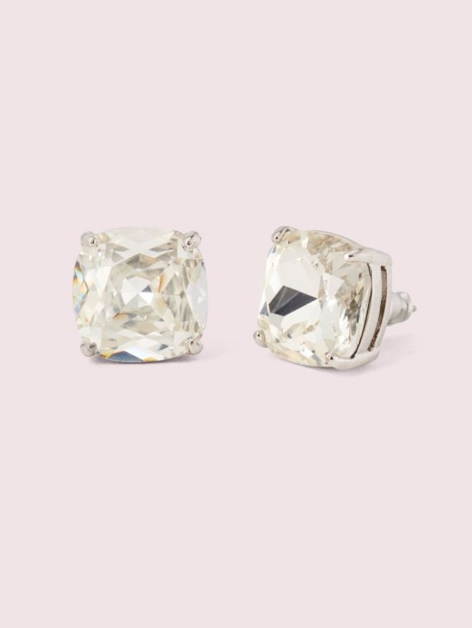 Kate Spade Women's Clear/Silver Small Square Studs | Special Offer