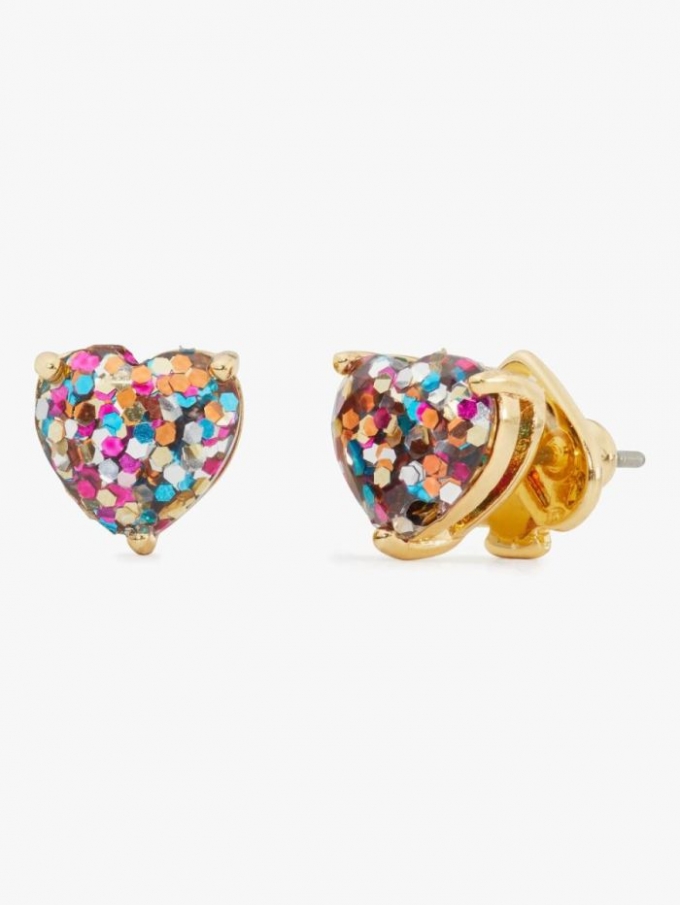 Kate Spade Women's Multi Glitter My Love Glitter Heart Studs | Free Shipping