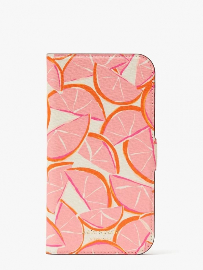 Kate Spade Women's Pink Multi. Spencer Grapefruit Iphone 13 Pro Max Magnetic Wrap Folio Case | Online Sale