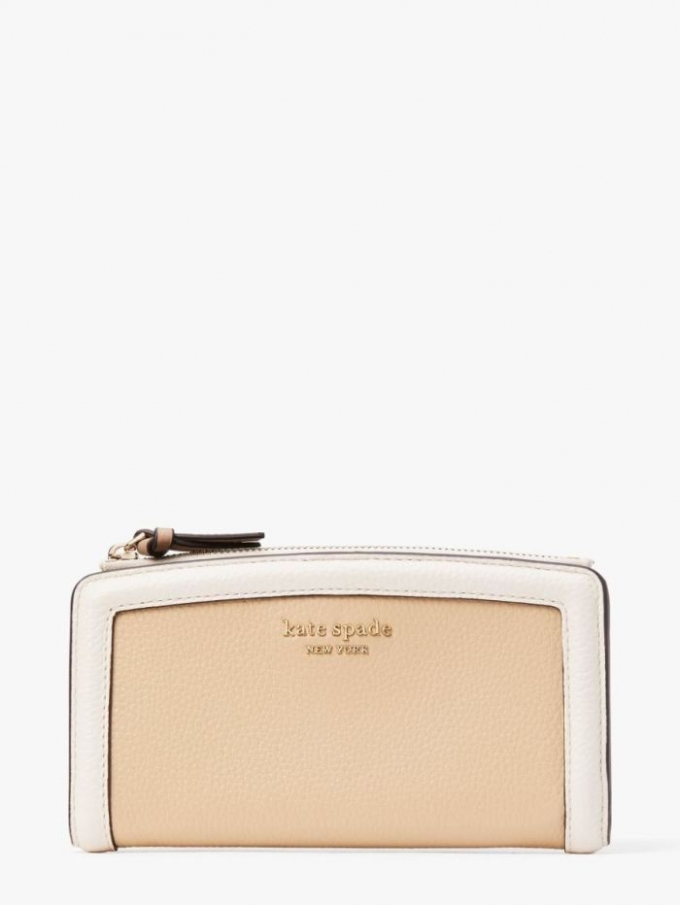 Kate Spade Women's Warm Stone Multi Knott Colorblocked Zip Slim Wallet | New Arrivals