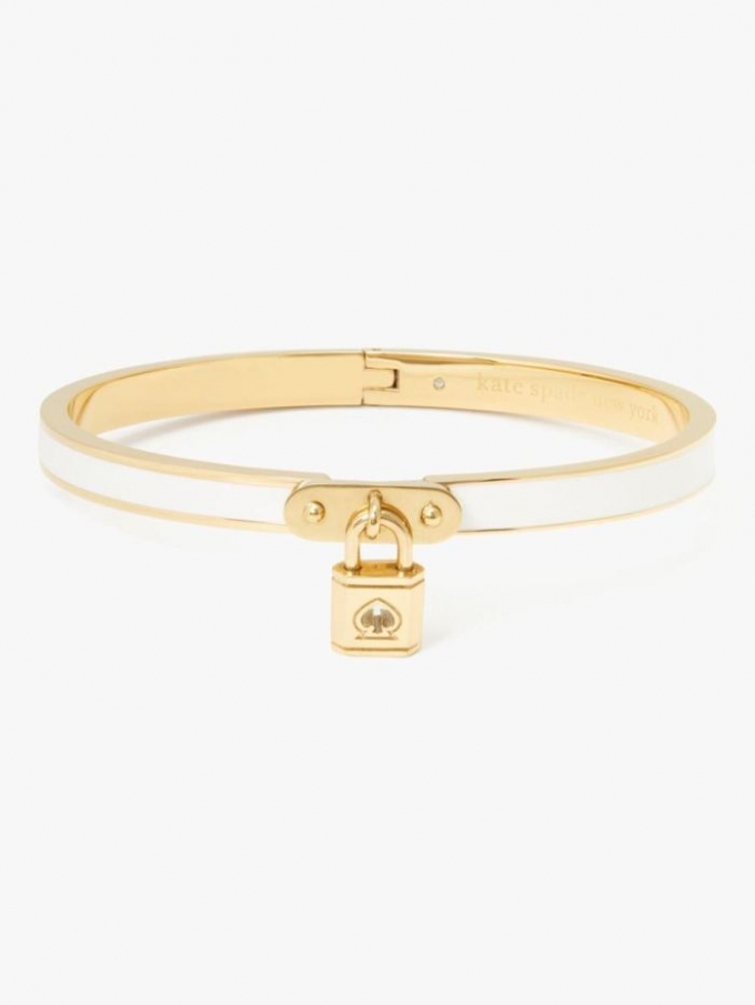 Kate Spade Women's White. Lock And Spade Charm Bangle | Special Offer