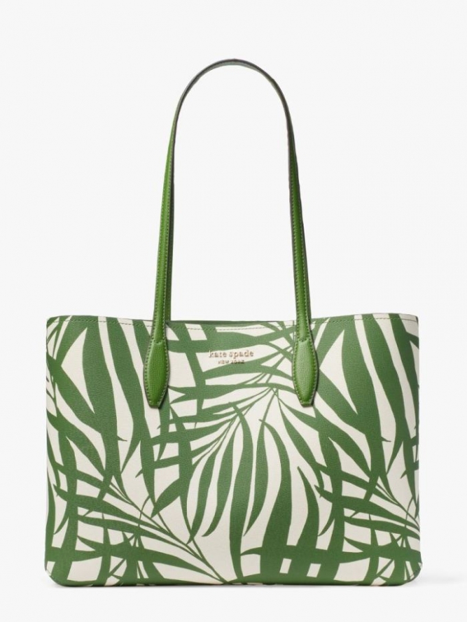 Kate Spade Women's Bitter Greens Multi All Day Palm Fronds Large Tote | Ireland Outlet