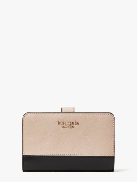 Kate Spade Women's Warm Beige/Black Spencer Compact Wallet | New Arrivals