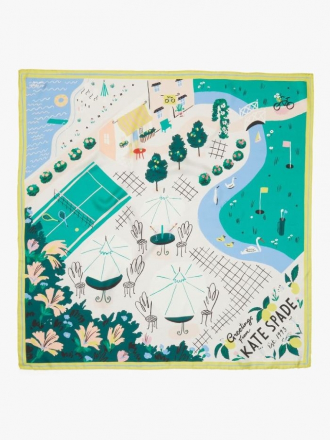 Kate Spade Women's 992 Multi (April) Country Club Silk Square Scarf | Online Sale