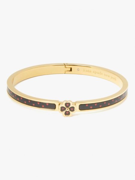 Kate Spade Women's Black Hearts Heritage Spade Flower Metal Thin Hinged Bangle | Special Offer