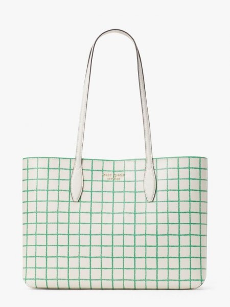 Kate Spade Women's Parchment Multi All Day Tennis Check Large Tote | Ireland Outlet