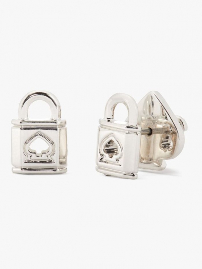 Kate Spade Women's Silver Lock And Spade Studs | Special Offer