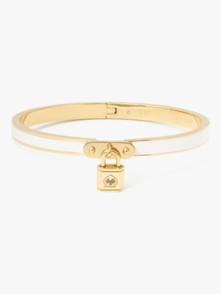 Kate Spade Women's White. Lock And Spade Charm Bangle | Special Offer