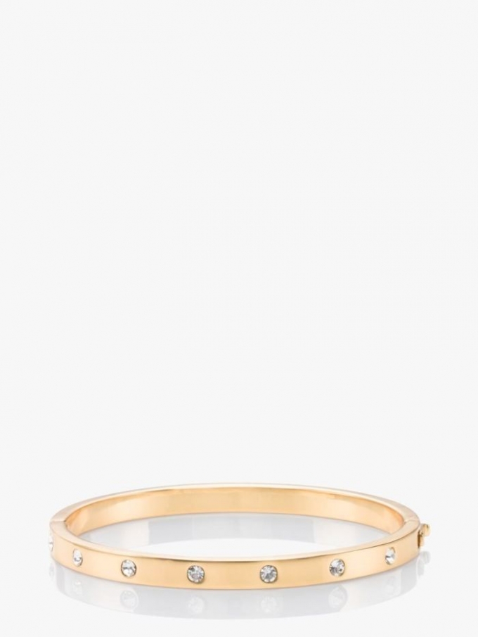 Kate Spade Women's Clear/Gold Set In Stone Enamel Stone Hinged Bangle | Special Offer