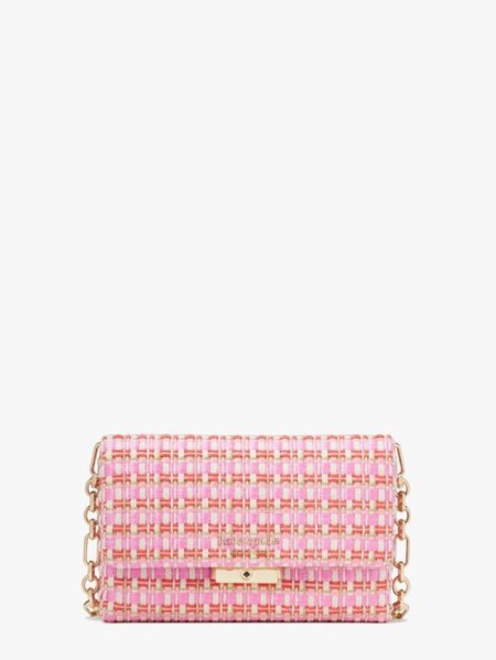 Kate Spade Women's Pink Multi. Carlyle Raffia Tweed Chain Wallet | New Arrivals