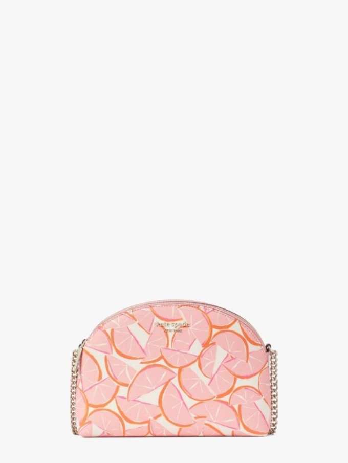 Kate Spade Women's Pink Multi. Spencer Grapefruit Double-Zip Dome Crossbody | Ireland Outlet