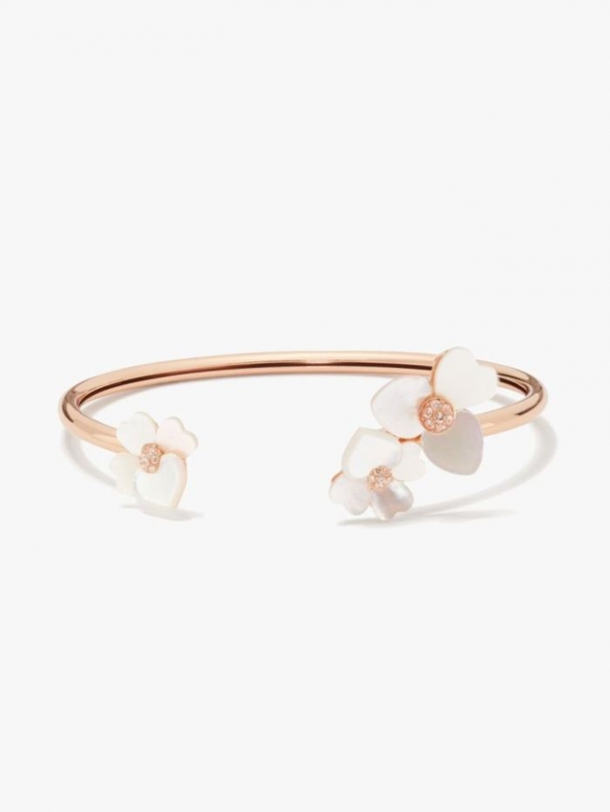 Kate Spade Women's Cream Multi/Rose Gold Precious Pansy Flex Cuff | Special Offer