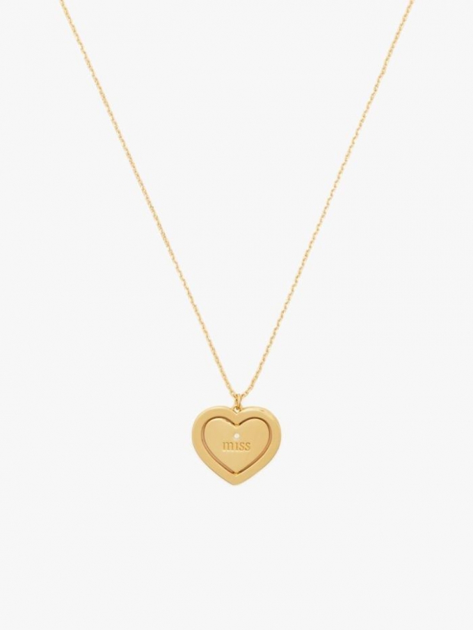 Kate Spade Women's Clear/Gold. At Heart Miss To Mrs Pendant | Special Offer