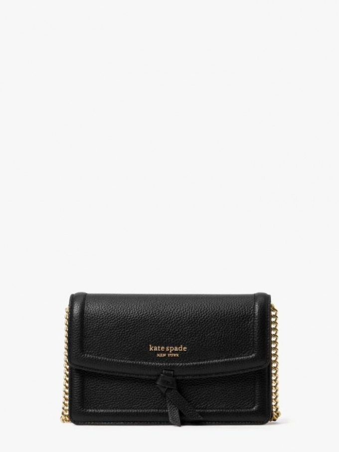 Kate Spade Women's Black Knott Flap Crossbody | Ireland Outlet