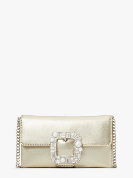 Kate Spade Women's Pale Gold Bridal Buckle Metallic Crossbody | Ireland Outlet