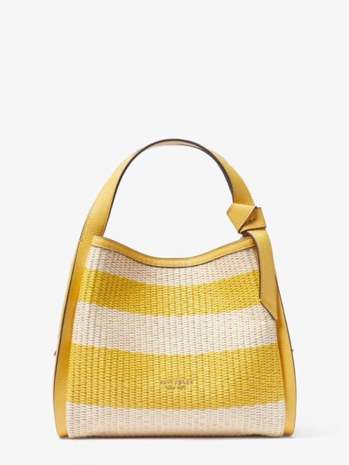 Kate Spade Women's Morning Light Multi Knott Striped Straw Medium Crossbody Tote | Ireland Outlet