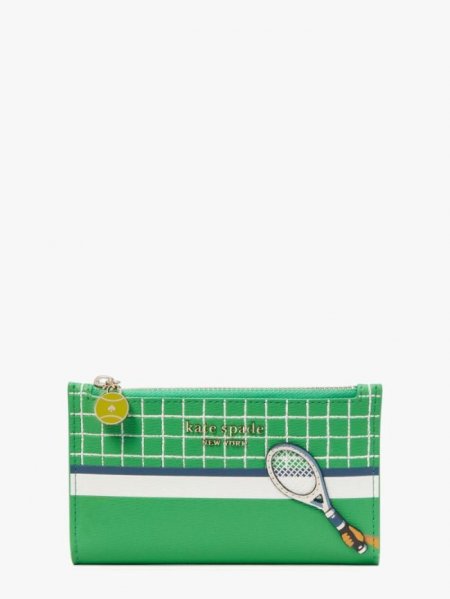 Kate Spade Women's Fresh Greens Multi Courtside Small Slim Bifold Wallet | New Arrivals