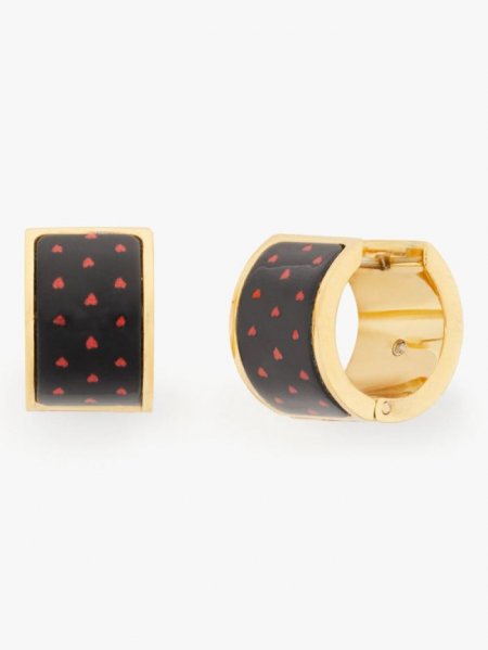 Kate Spade Women's Black Hearts Heritage Spade Flower Huggies | Free Shipping