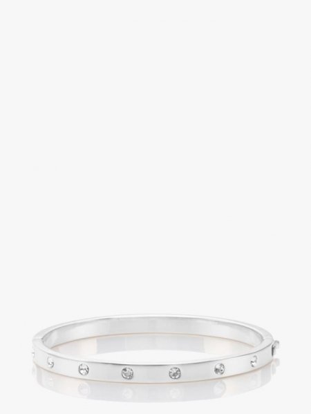 Kate Spade Women's Clear/Silver Set In Stone Stone Hinged Bangle | Special Offer