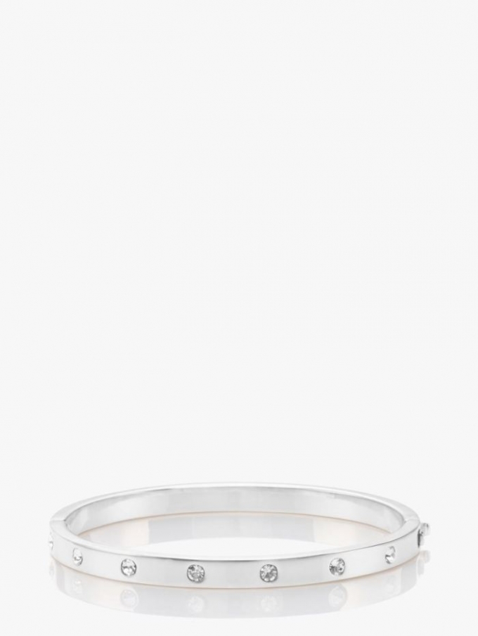 Kate Spade Women's Clear/Silver Set In Stone Stone Hinged Bangle | Special Offer