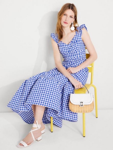 Kate Spade Women's Blueberry Gingham Tiered Dress | Special Offer