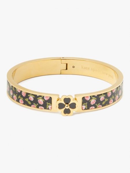 Kate Spade Women's Black Ditsy Rose Heritage Spade Flower Hinged Bangle | Special Offer