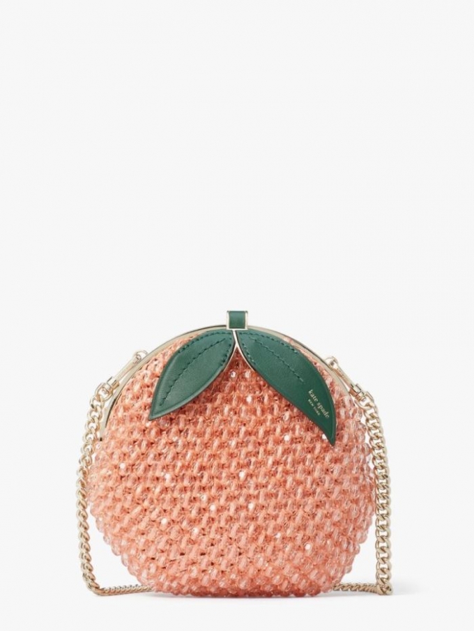 Kate Spade Women's Guava Juice Bellini Embellished Crochet 3D Peach Crossbody | Ireland Outlet