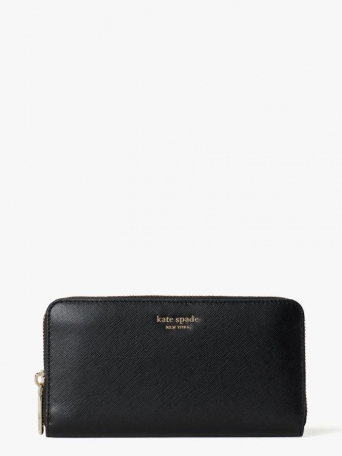 Kate Spade Women's Black Spencer Zip-Around Continental Wallet | New Arrivals