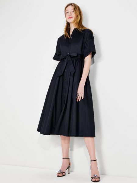 Kate Spade Women's Black Poplin Midi Montauk Dress | Special Offer