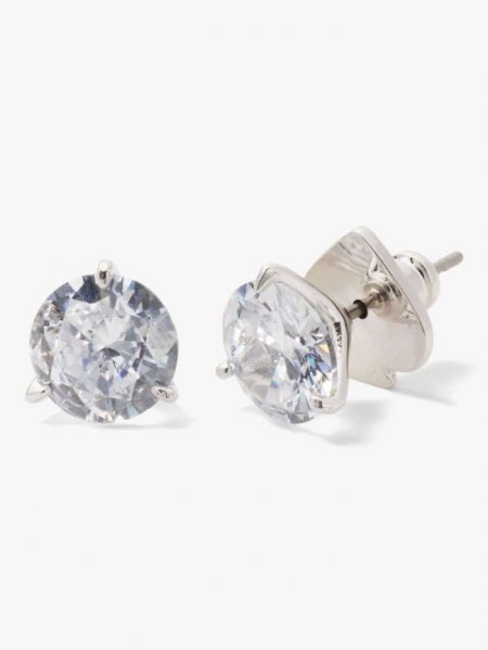 Kate Spade Women's Clear/Silver Brilliant Statements Tri-Prong Studs | Free Shipping