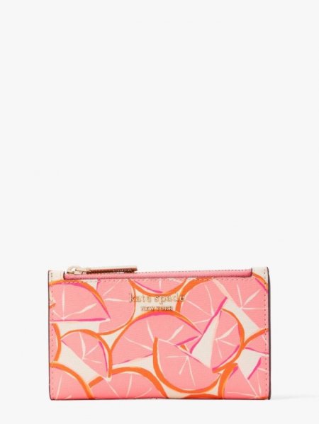 Kate Spade Women's Pink Multi. Spencer Grapefruit Small Slim Bifold Wallet | New Arrivals