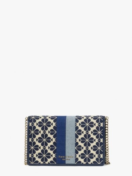 Kate Spade Women's Blue Multi Spade Flower Jacquard Stripe Chain Wallet | Ireland Outlet